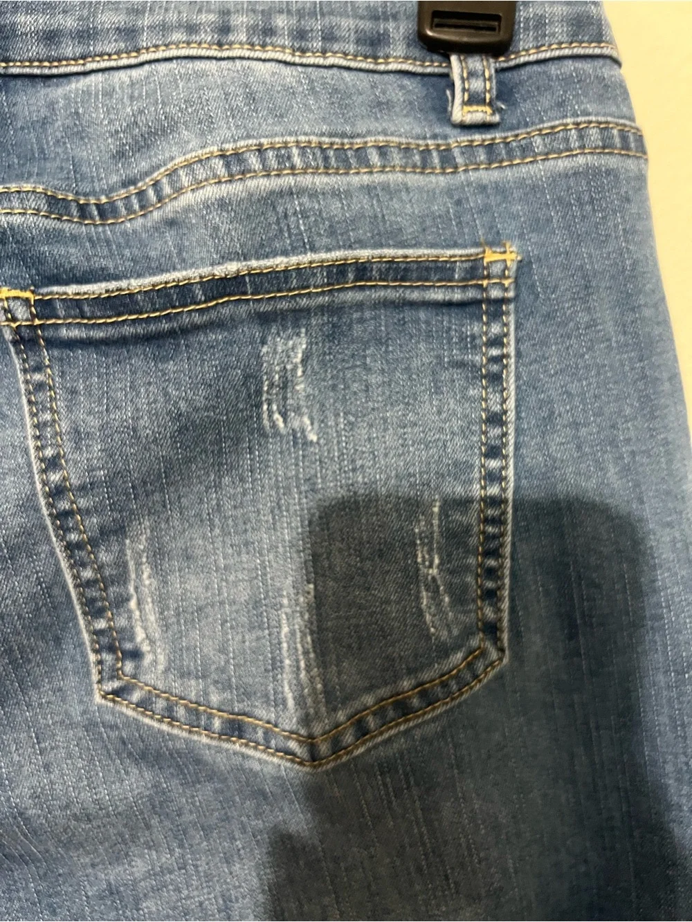 Women's Dark Blue Flamingals Ankle Cropped Distressed Jeans